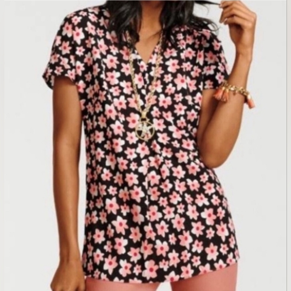 ❤️ NWOT! CABI HARMONY FLORAL BLACK PINK TOP, XS